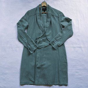AYR Lyocell/Linen/Cotton Teal Wrap Dress